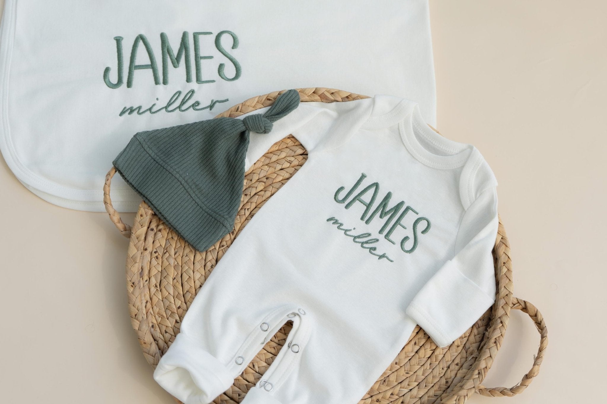 Newborn Baby Boy Coming Home Outfit with Blanket Hospital Outfit Gift for Baby Shower Forest Green